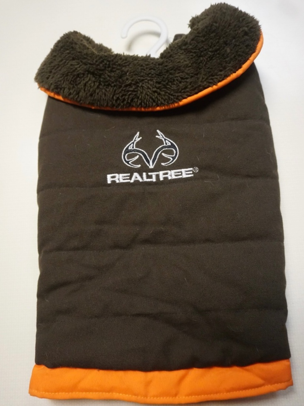 Realtree Dog Coat Brown Canvas Sherpa Lined Orange Trim Size M